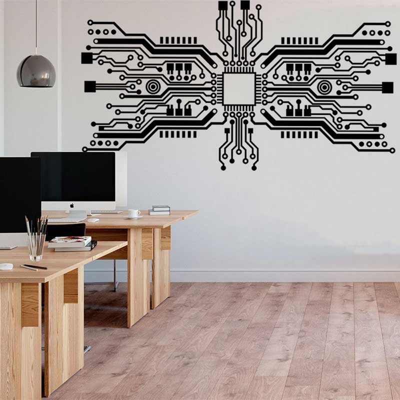 Circuit Board Chip Wall Sticke - Tech Office Wall recension och pris